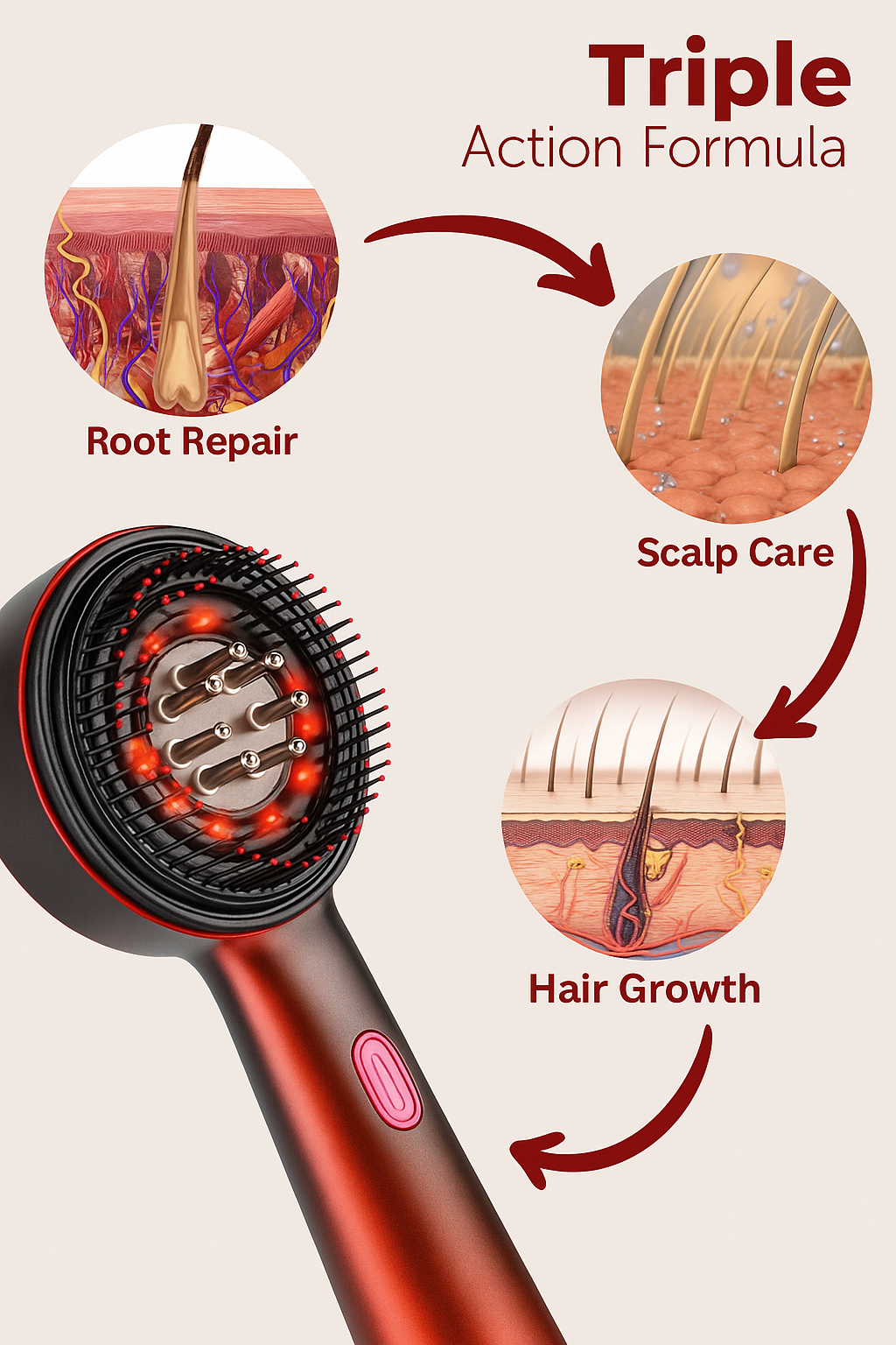 VivaBrush™ Red Light Therapy Scalp Massage Brush